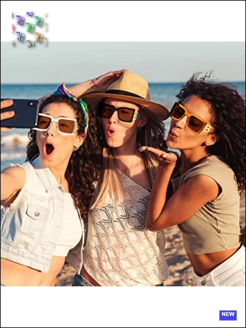 3 Pairs Oversized Square Sunglasses Trendy Thick Frame UV400